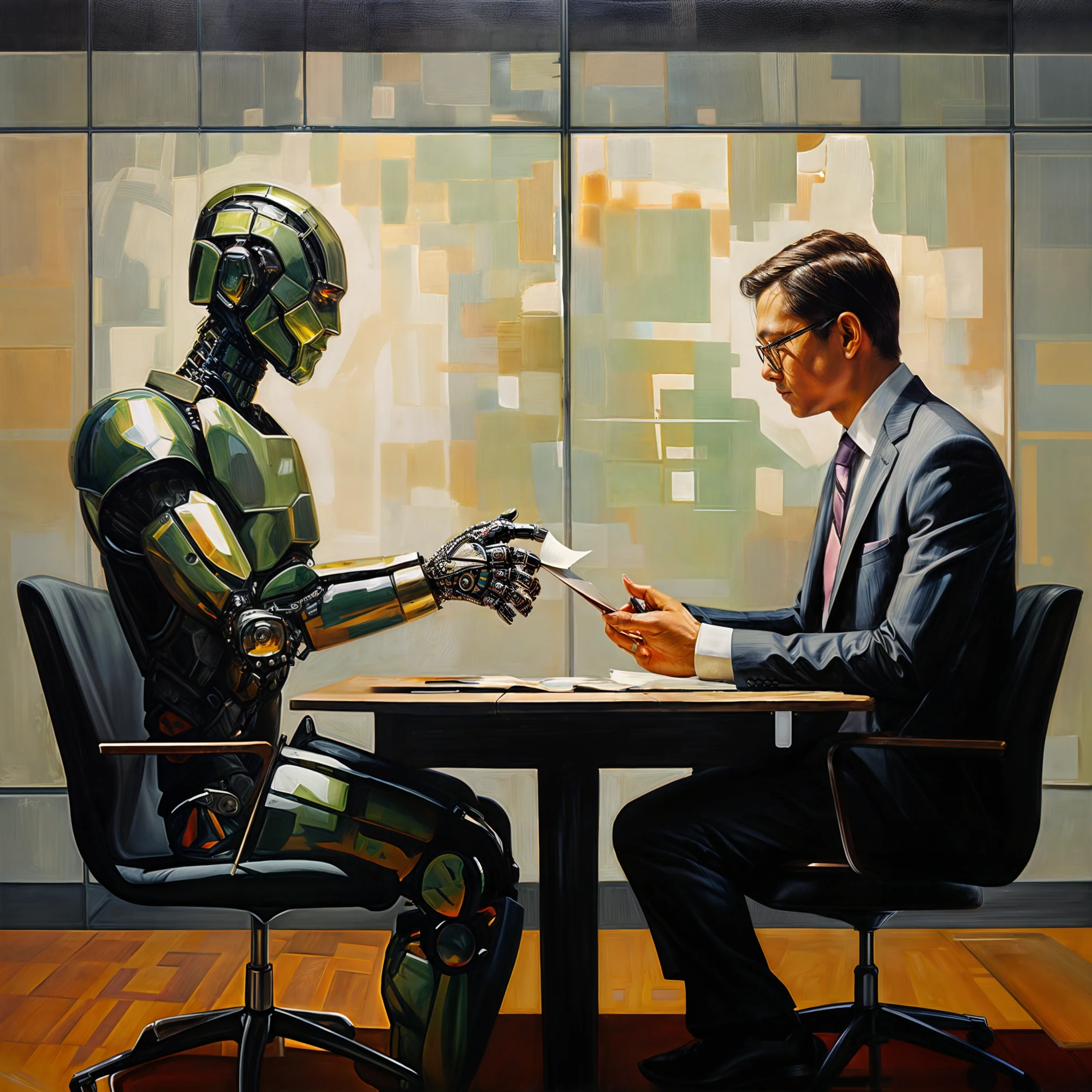 Robot and businessman