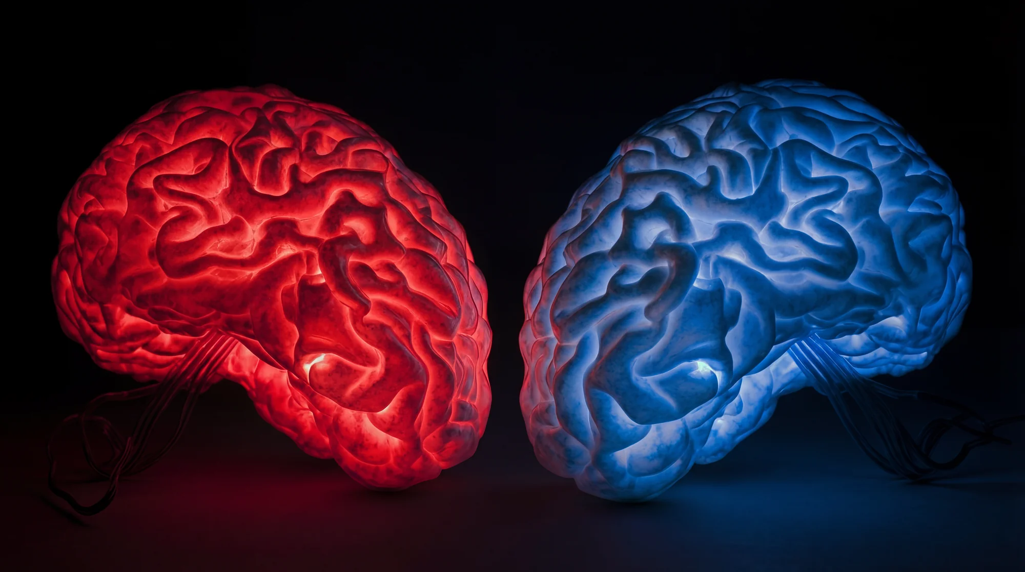 Red and blue political brains